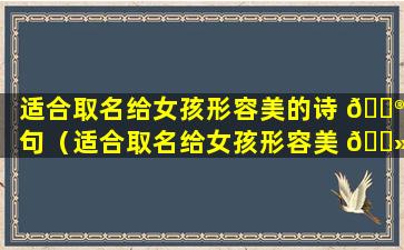 适合取名给女孩形容美的诗 💮 句（适合取名给女孩形容美 🌻 的诗句有哪些）